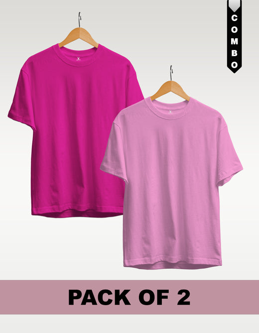 Regular T-Shirt Combo Pack of 2 - Fuchsia(Dark Pink)