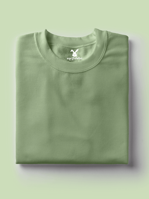 Solids/Plain T-Shirts - Sage Green Unisex Oversized