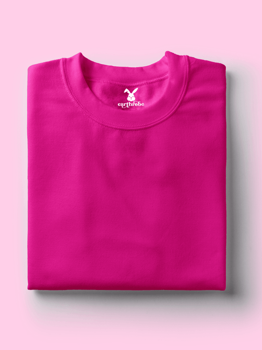 Solids/Plain T-Shirts - Fuchsia Unisex Oversized