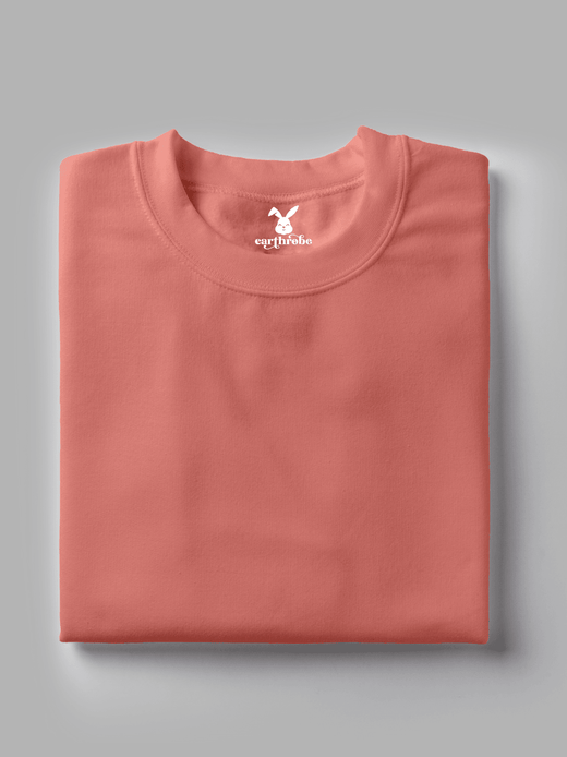 Solids/Plain T-Shirts - Salmon Pink Unisex Oversized