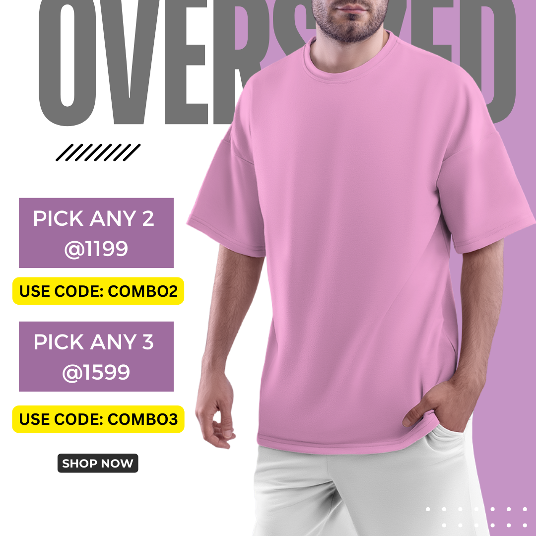 Solids/Plain T-Shirts - Baby Pink Unisex Oversized