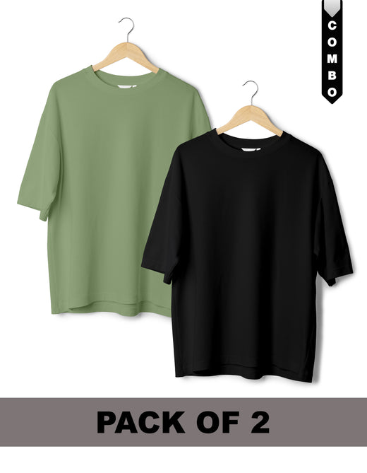 Oversized T-Shirt Combo Pack of 2 - Sage Green