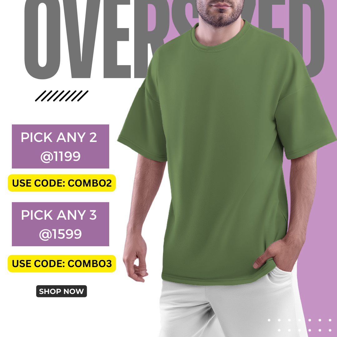 Solids/Plain T-Shirts - Sage Green Unisex Oversized