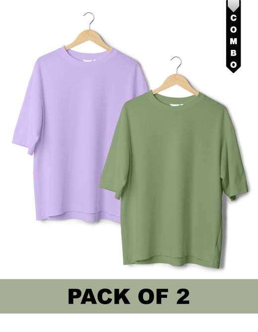 Oversized T-Shirt Combo Pack of 2 - Lavender