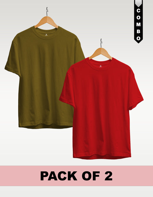 Regular T-Shirt Combo Pack of 2 - Olive Green