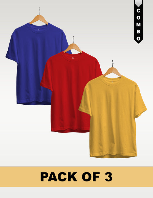 Regular T-Shirt Combo Pack of 3 -Royal Blue