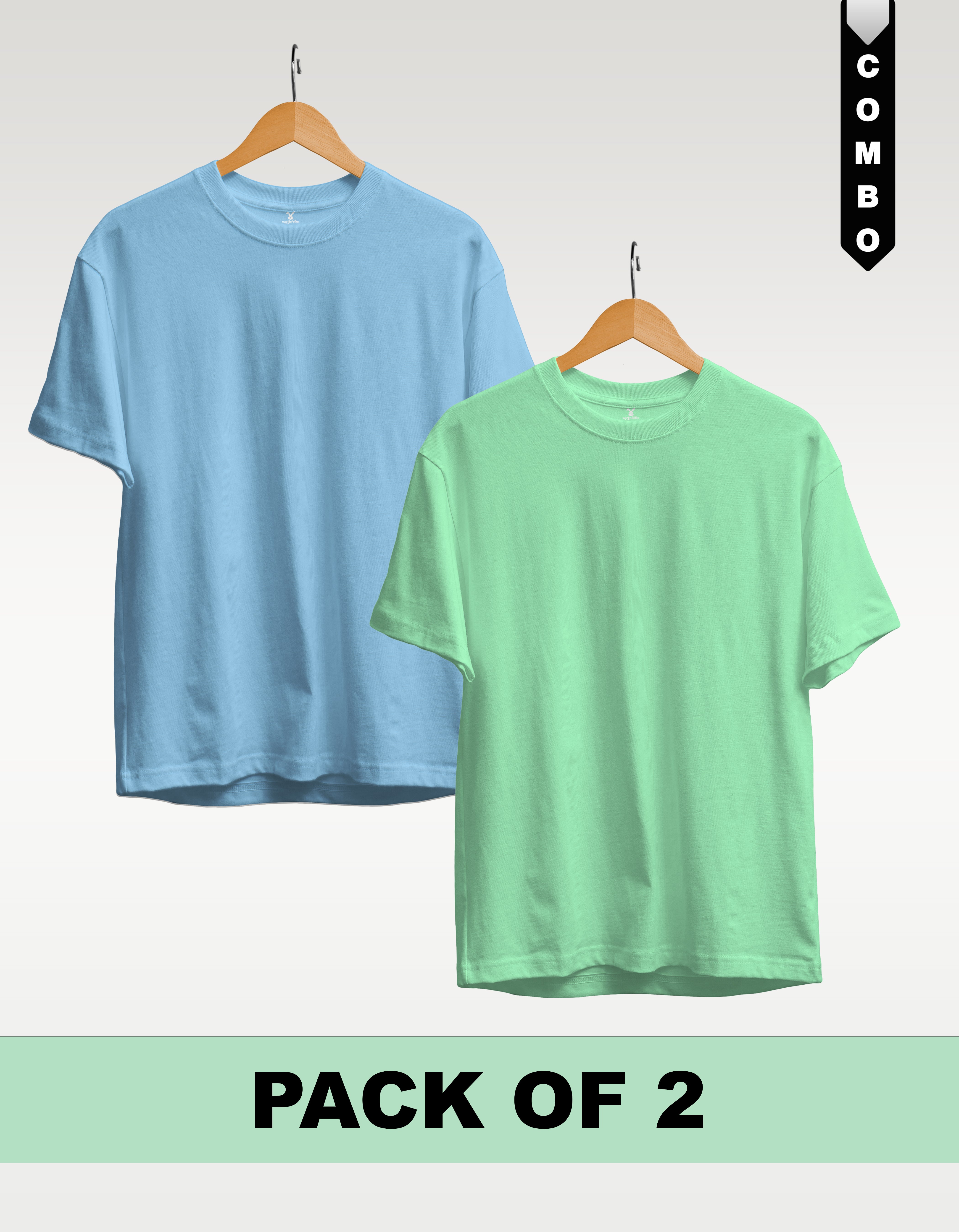 Regular T-Shirt Combo Pack of 2 - Sky Blue
