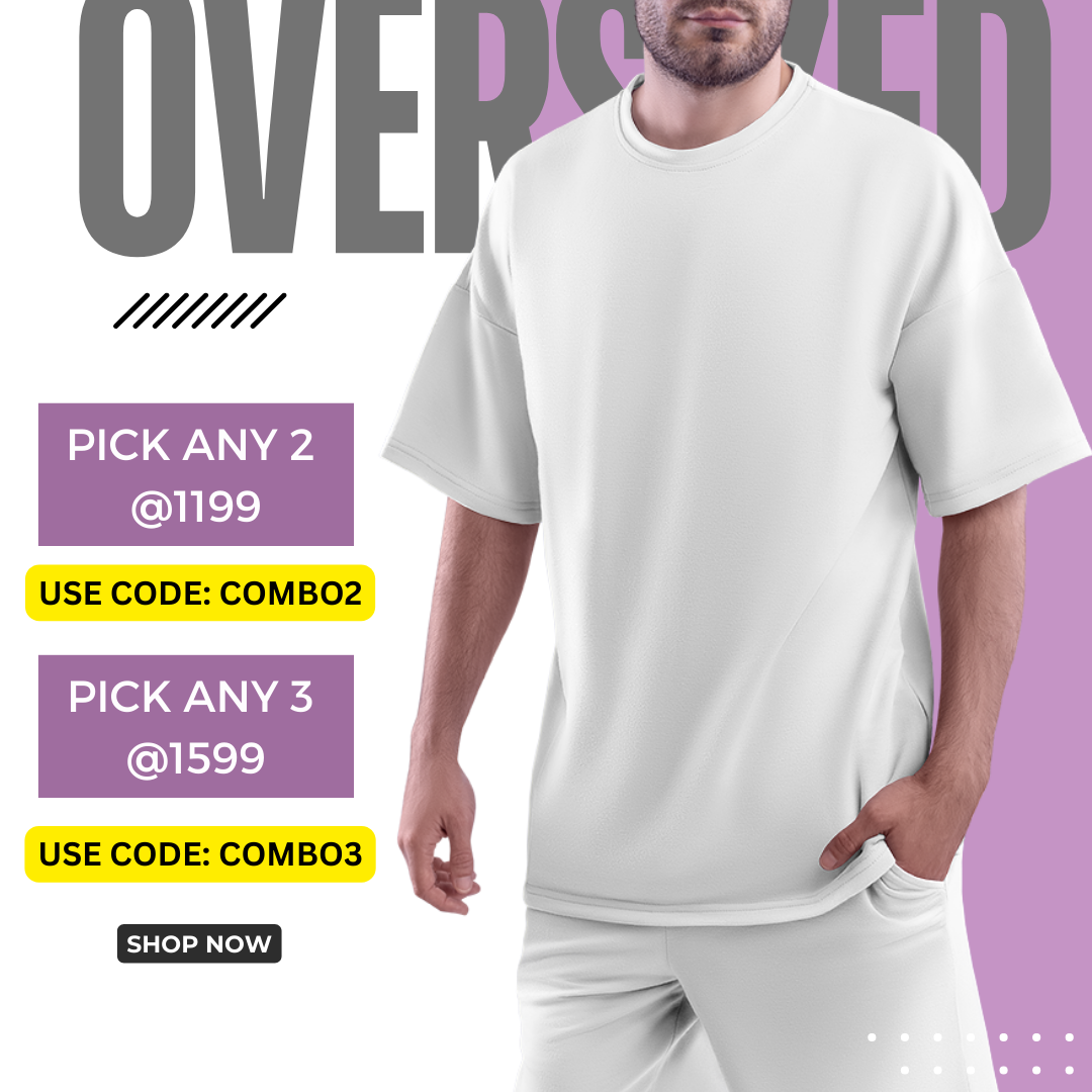 Solids/Plain T-Shirts - White Unisex Oversized