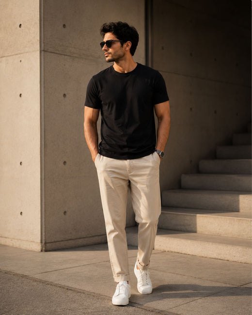 Solids/Plain - Black Unisex Regular T-Shirts