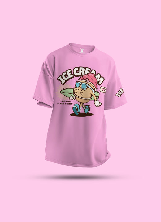 Ice Cream : Unisex Oversized Half Sleeved T-shirt