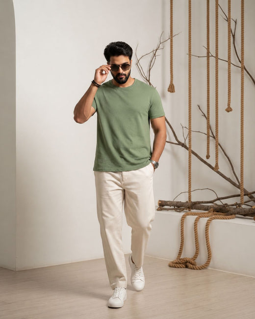 Solids/Plain - Sage Green Unisex Regular T-Shirts
