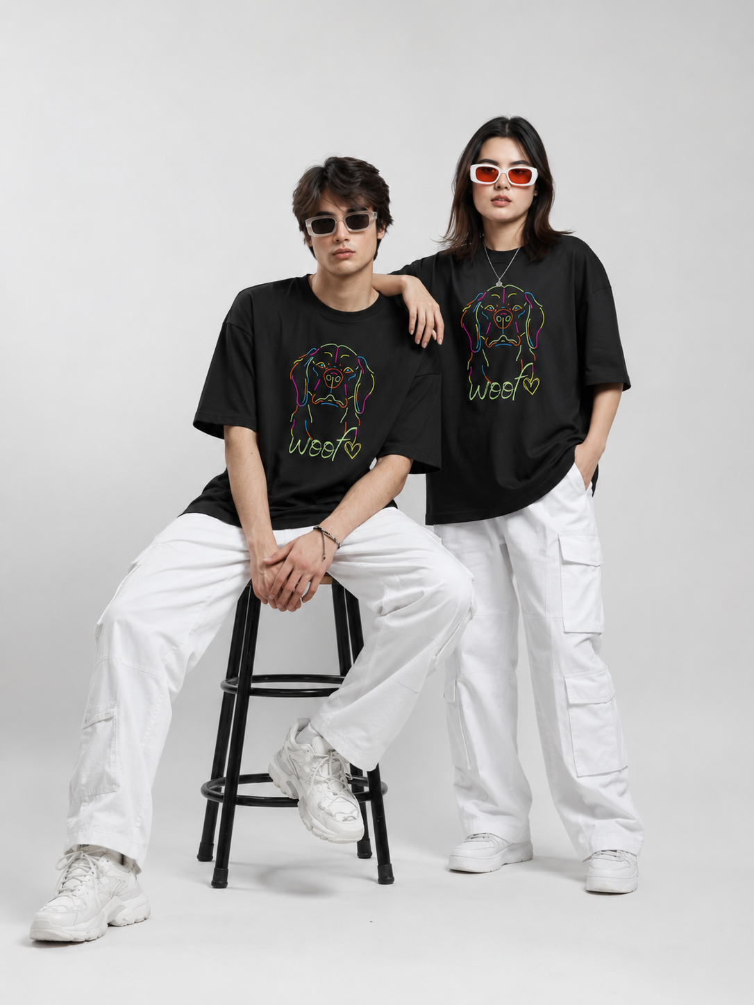 Dog Lover : Unisex Black Oversized Half Sleeved T-shirt