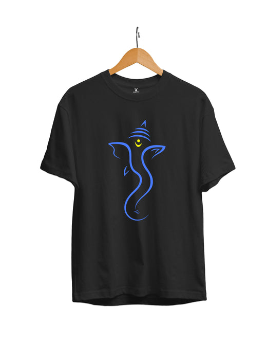 Ganesha Minimalistic : Black Unisex Regular Half Sleeved T-Shirt