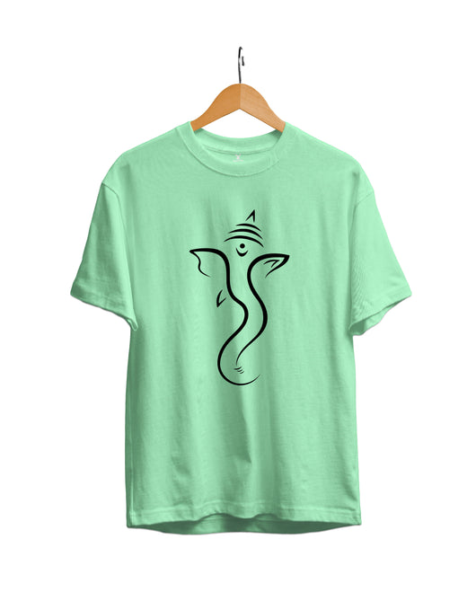 Ganesha Minimalistic : Mint Green Unisex Regular Half Sleeved T-Shirt