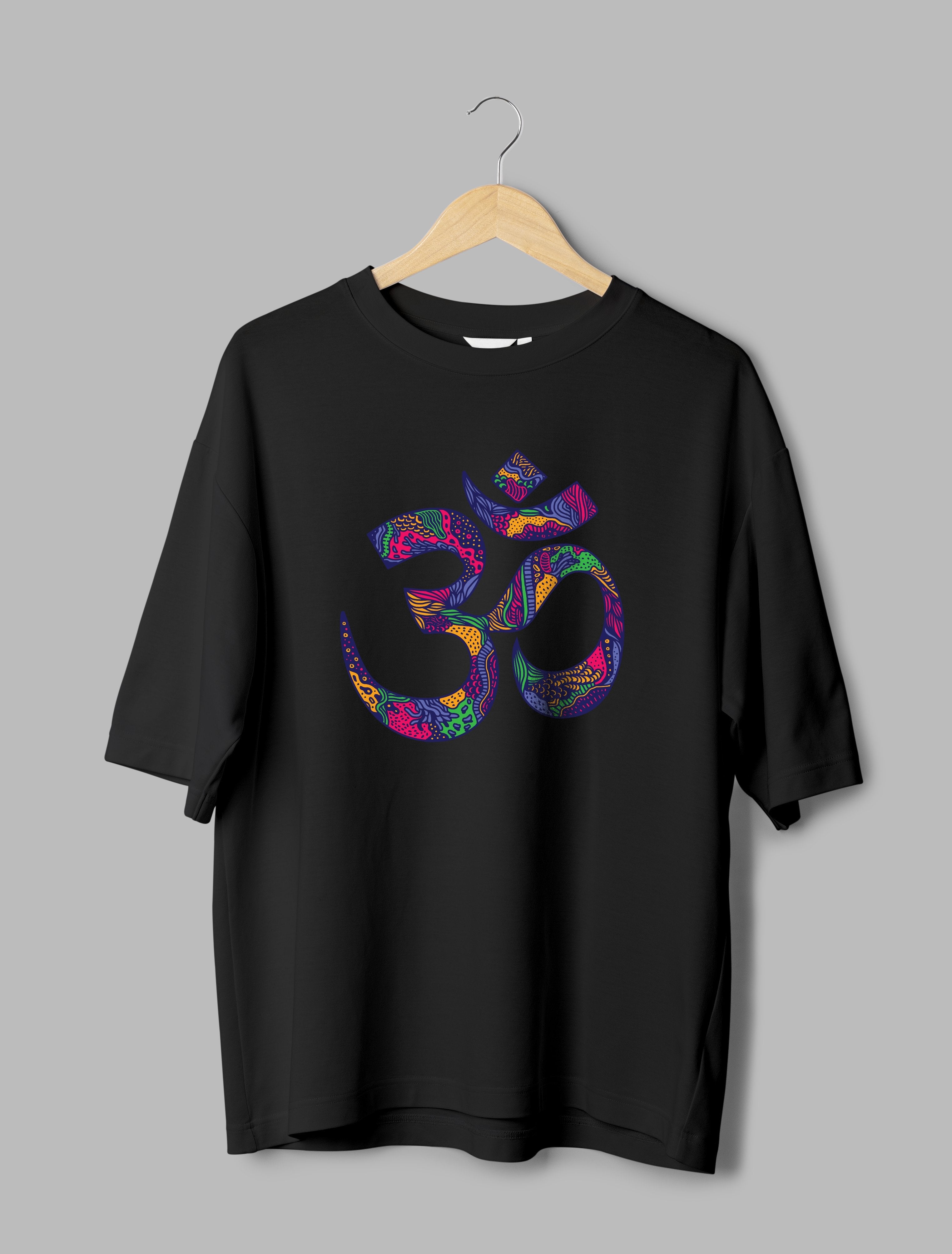 Om Mandala Art : Unisex Oversized Half Sleeved T-shirt