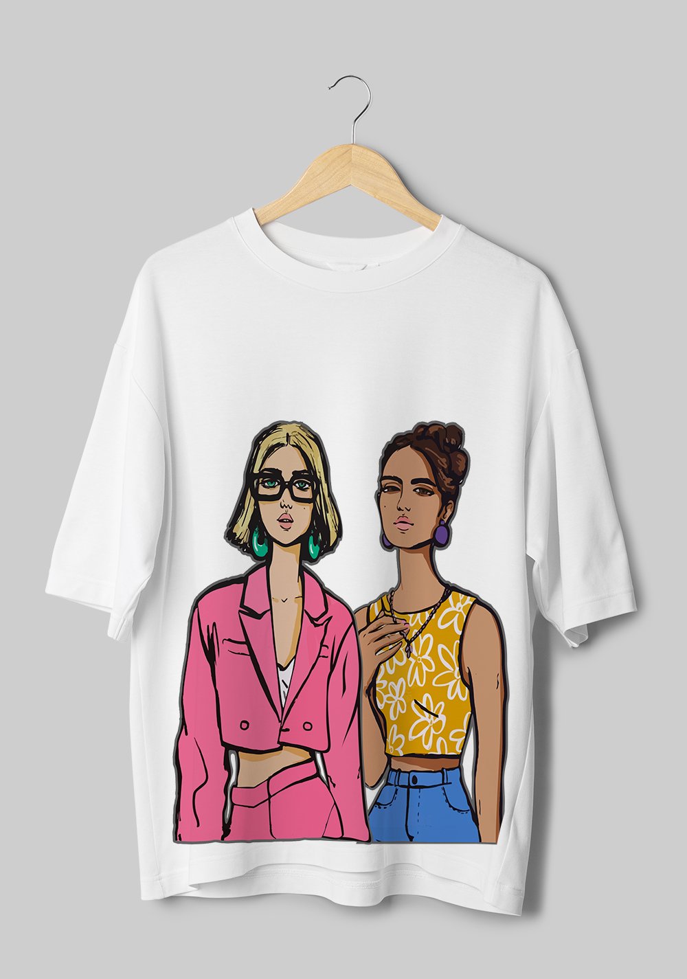 Fashion Girls : Women White Oversized Half Sleeved T-shirt