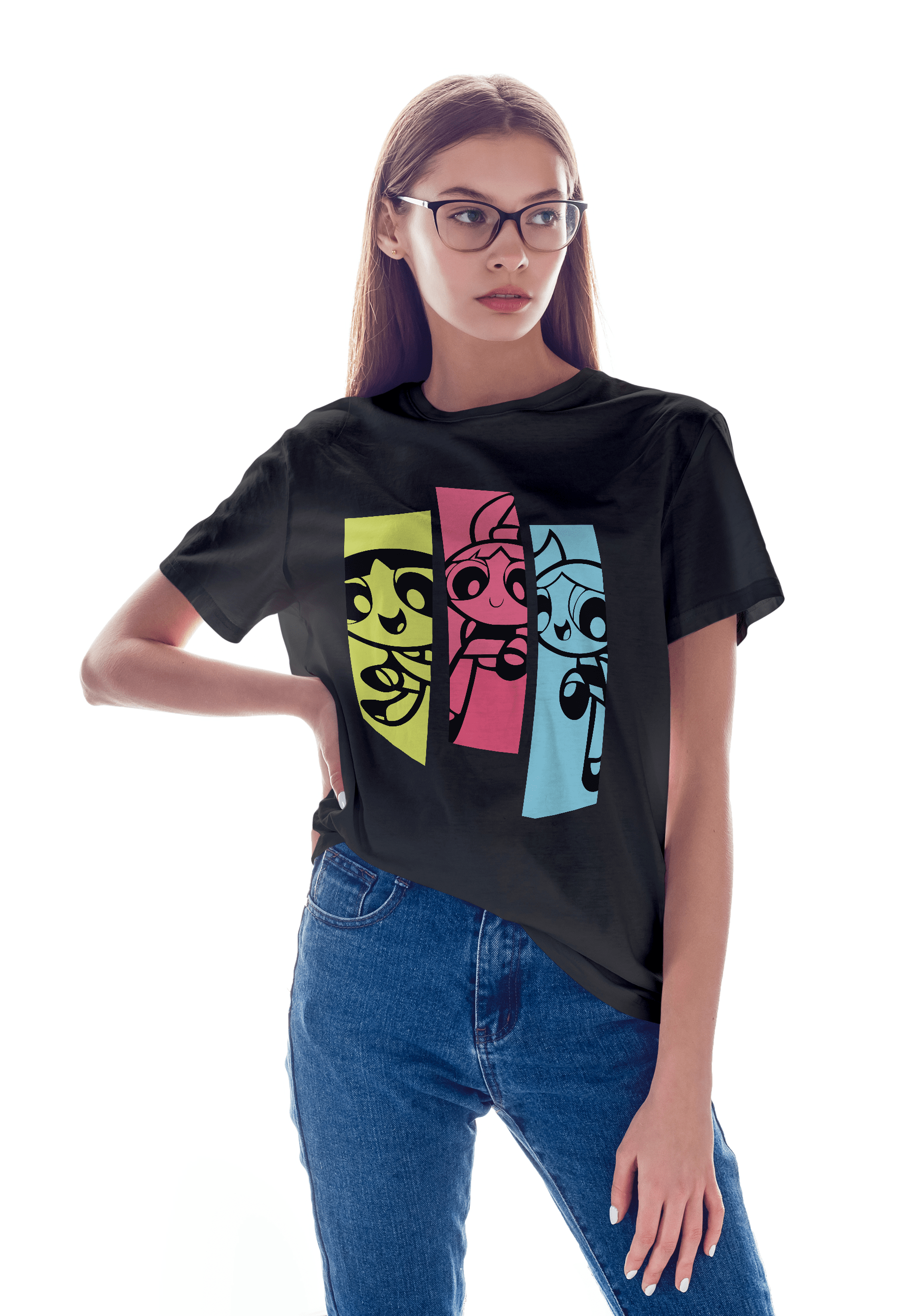The Powerpuff Girls - Women Black Regular Fit Half Sleeved T-shirt