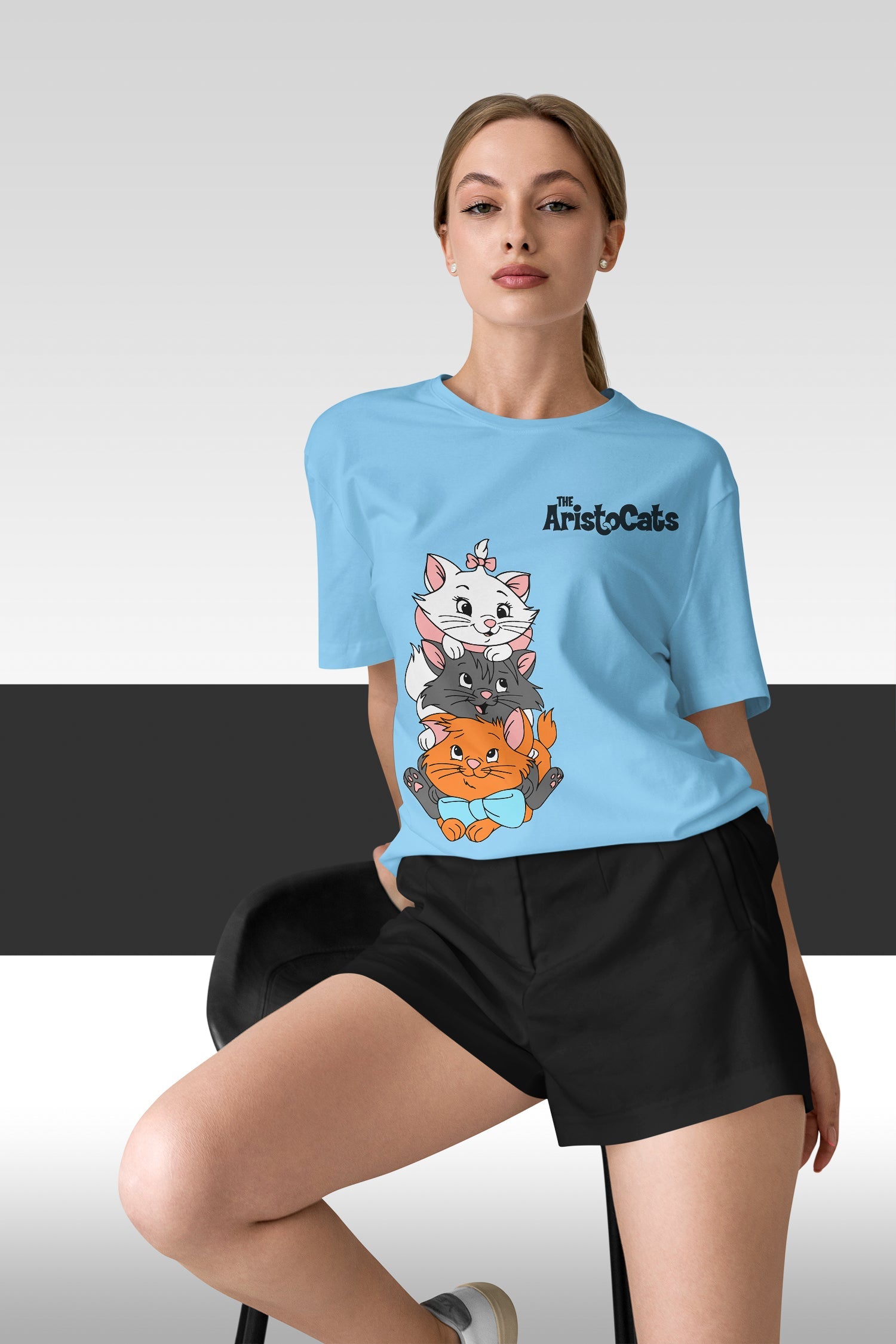 The Aristocats : Women Mint Green Regular Fit Half Sleeved T-shirt