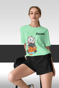 The Aristocats : Women Sky Blue Regular Fit Half Sleeved T-shirt
