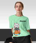 The Aristocats : Women Sky Blue Regular Fit Half Sleeved T-shirt