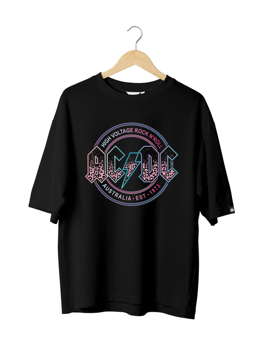 AC DC Rock Band : Unisex Oversized Half Sleeved T-shirt