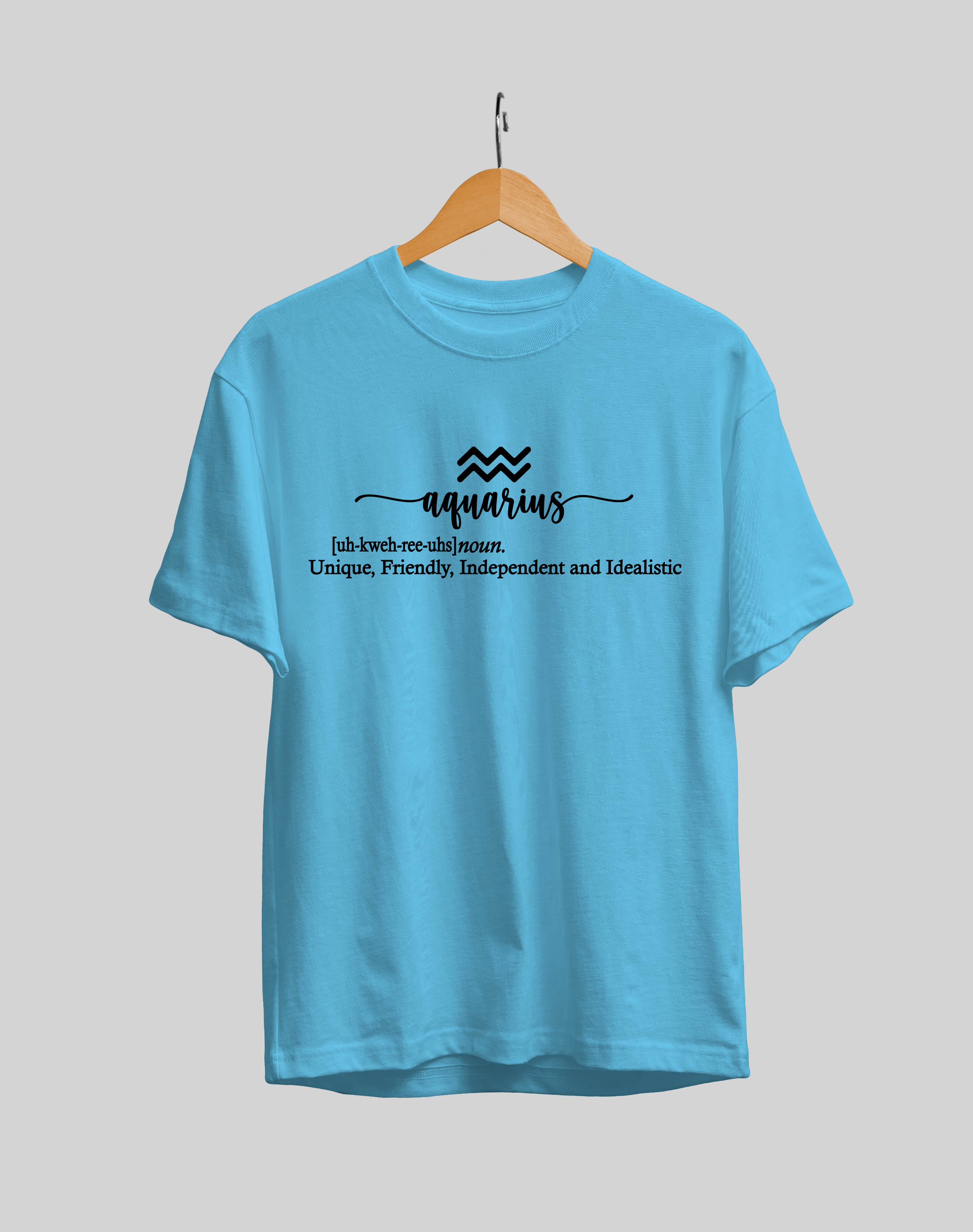 Aquarius Zodiac Sign T-shirts : Regular Fit Half Sleeved T-shirt