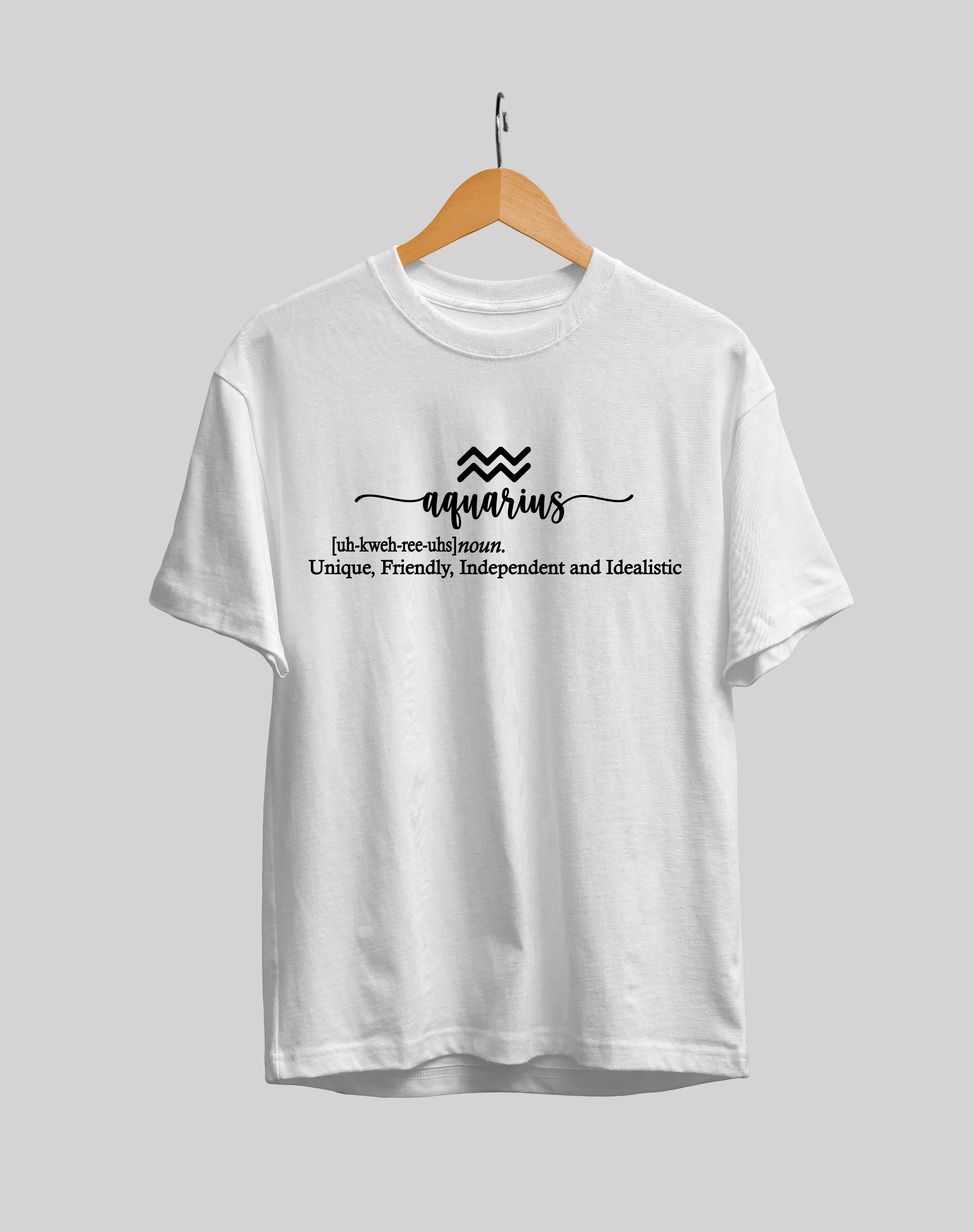 Aquarius Zodiac Sign T-shirts : Regular Fit Half Sleeved T-shirt