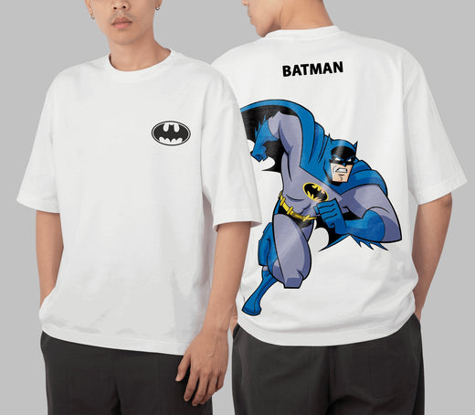 Batman: Men White Oversized Half Sleeved T-shirt