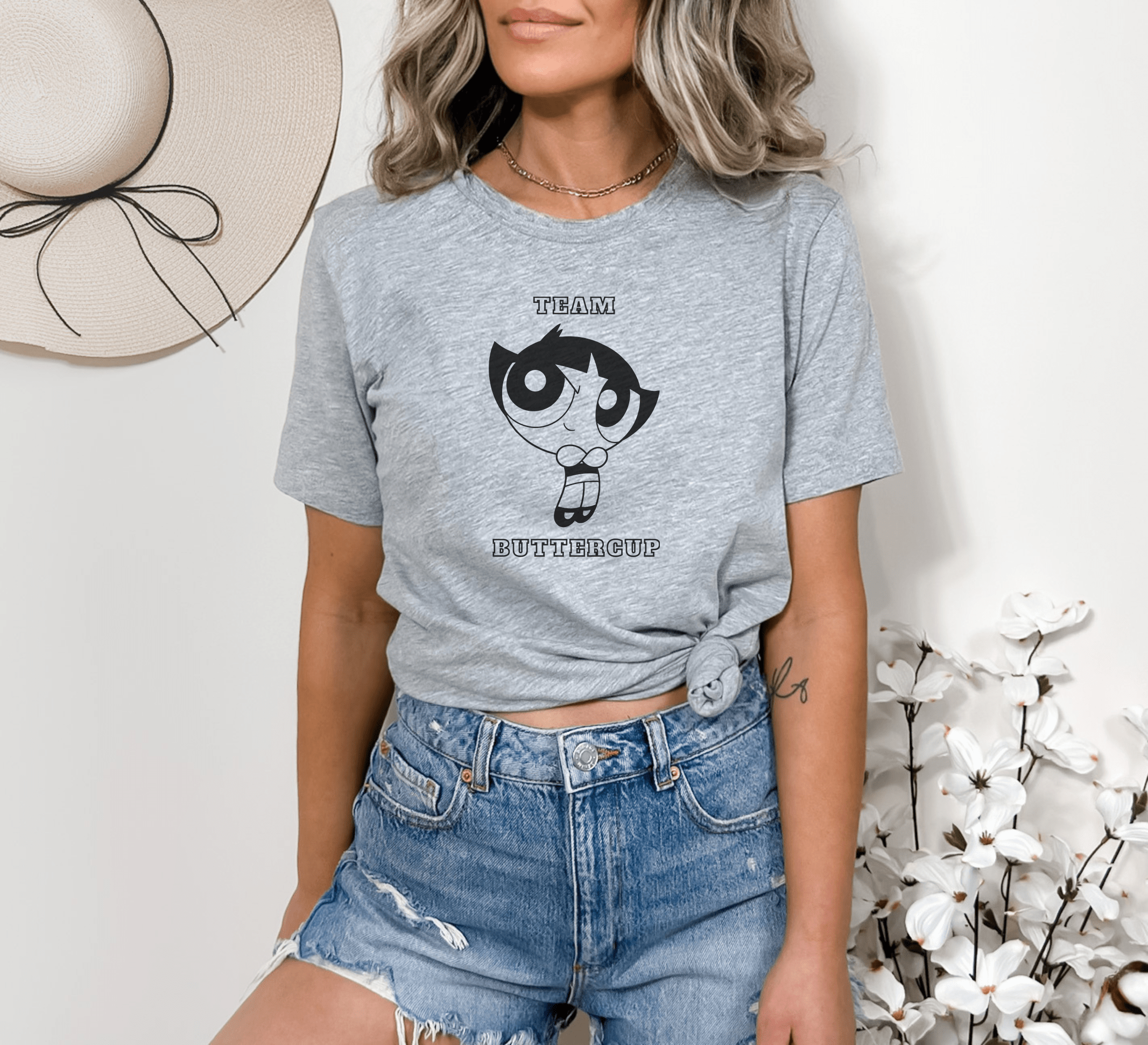 The Powerpuff Girls: Team Buttercup - Women Grey Regular Fit Half Sleeved T-shirt