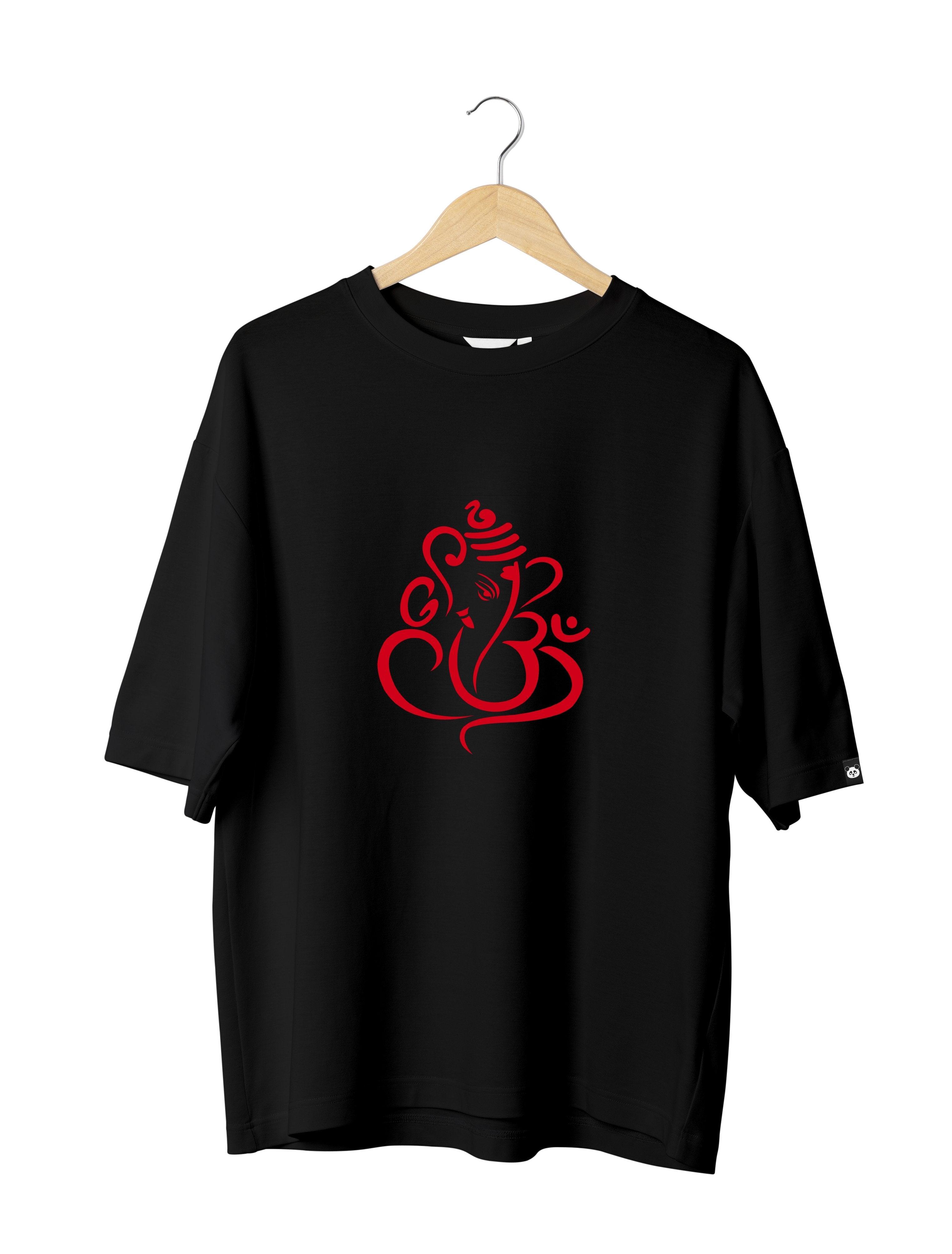 Ganpati Minimalistic : Unisex Oversized Half Sleeved T-shirt