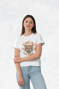 Hawkins - Stranger Things : Women Black Regular Fit Half Sleeved T-shirt