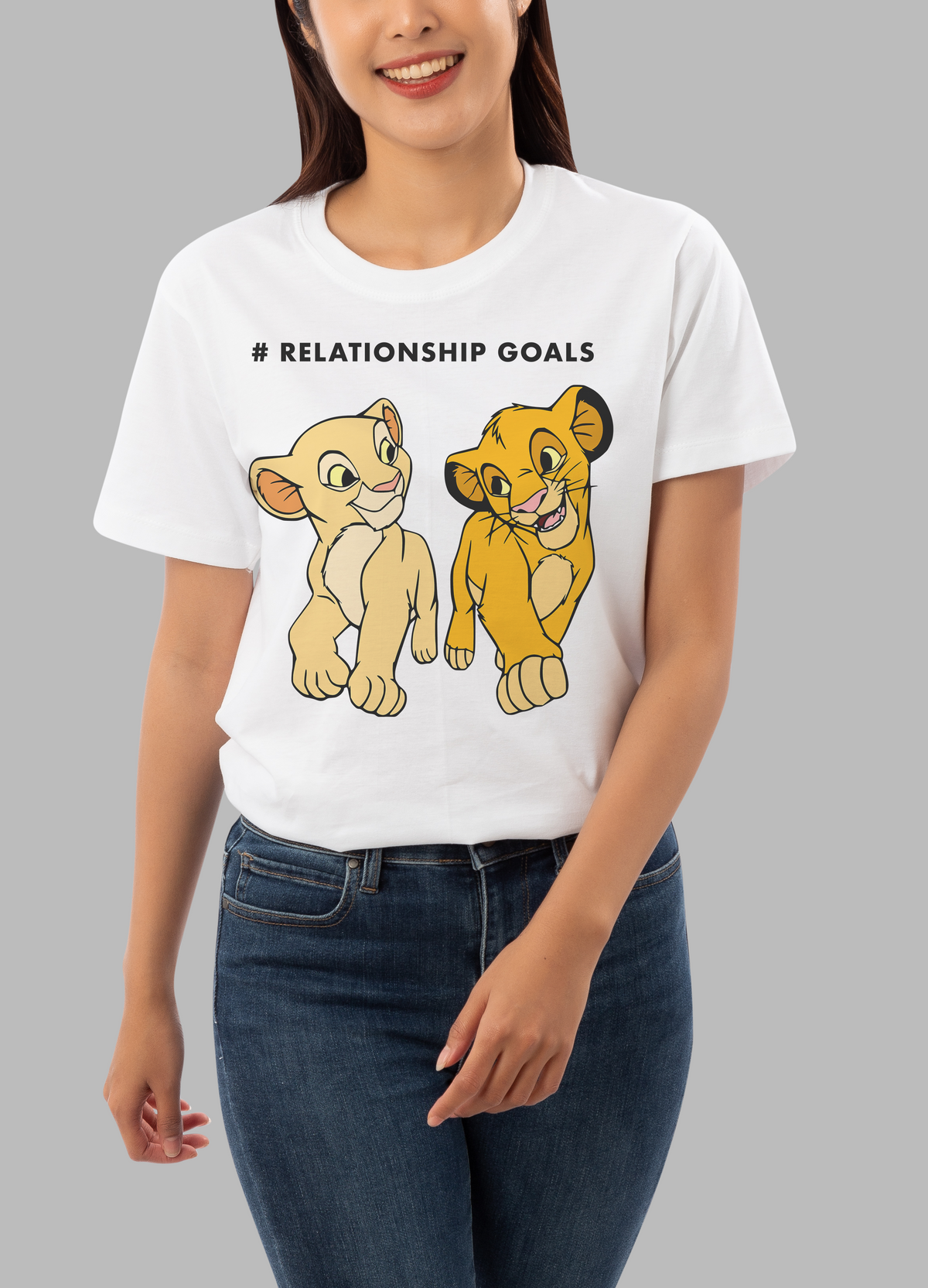 The Lion King: Women White Regular Fit Half Sleeved T-shirt