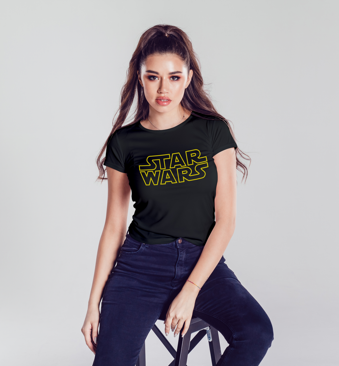 Star Wars: Women Black Slim-Fit Half Sleeved T-shirt - Spiderman: Women White Slim Fit Half Sleeved T-shirt - Giant Panda Store