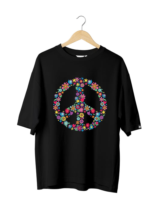 Love & Peace : Unisex Oversized Half Sleeved T-shirt