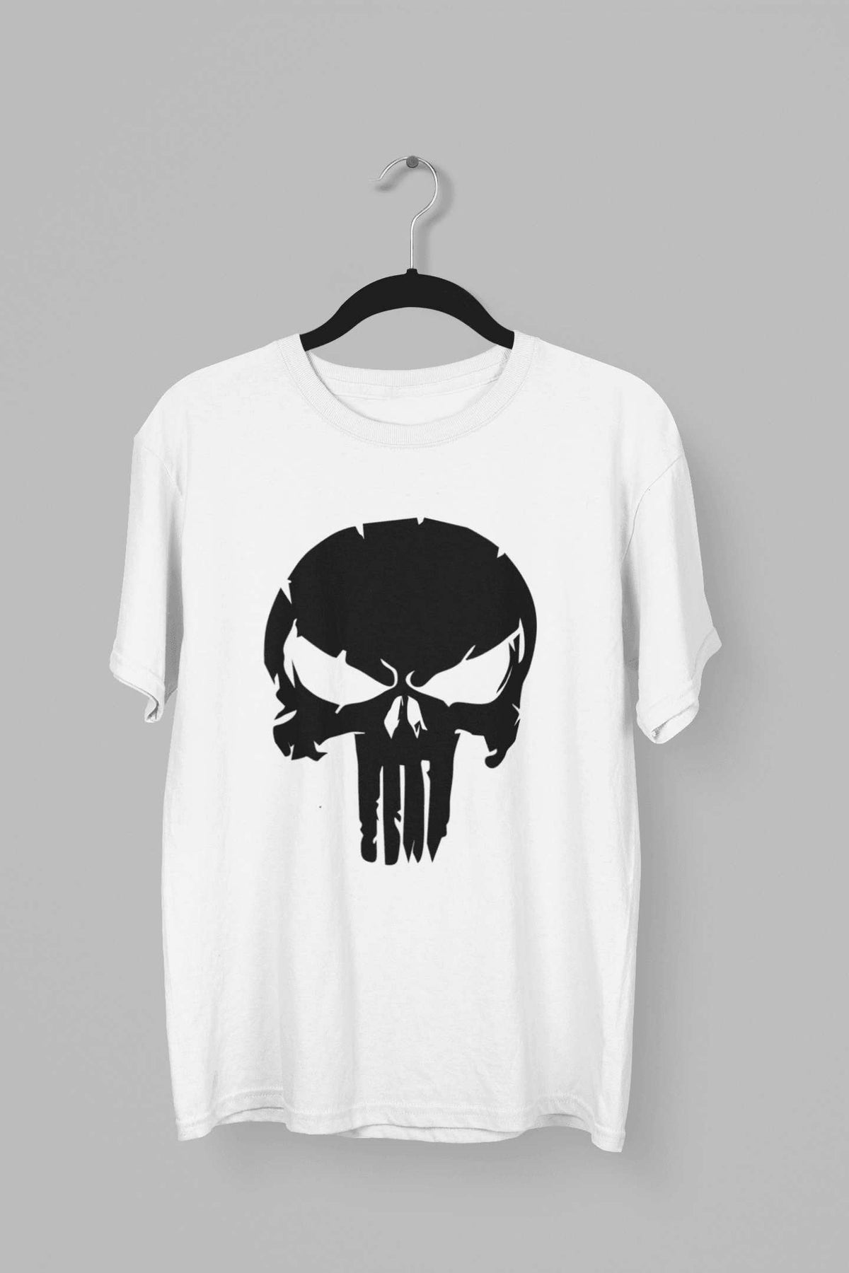 Punisher: Women White Regular Fit Half Sleeved T-shirt