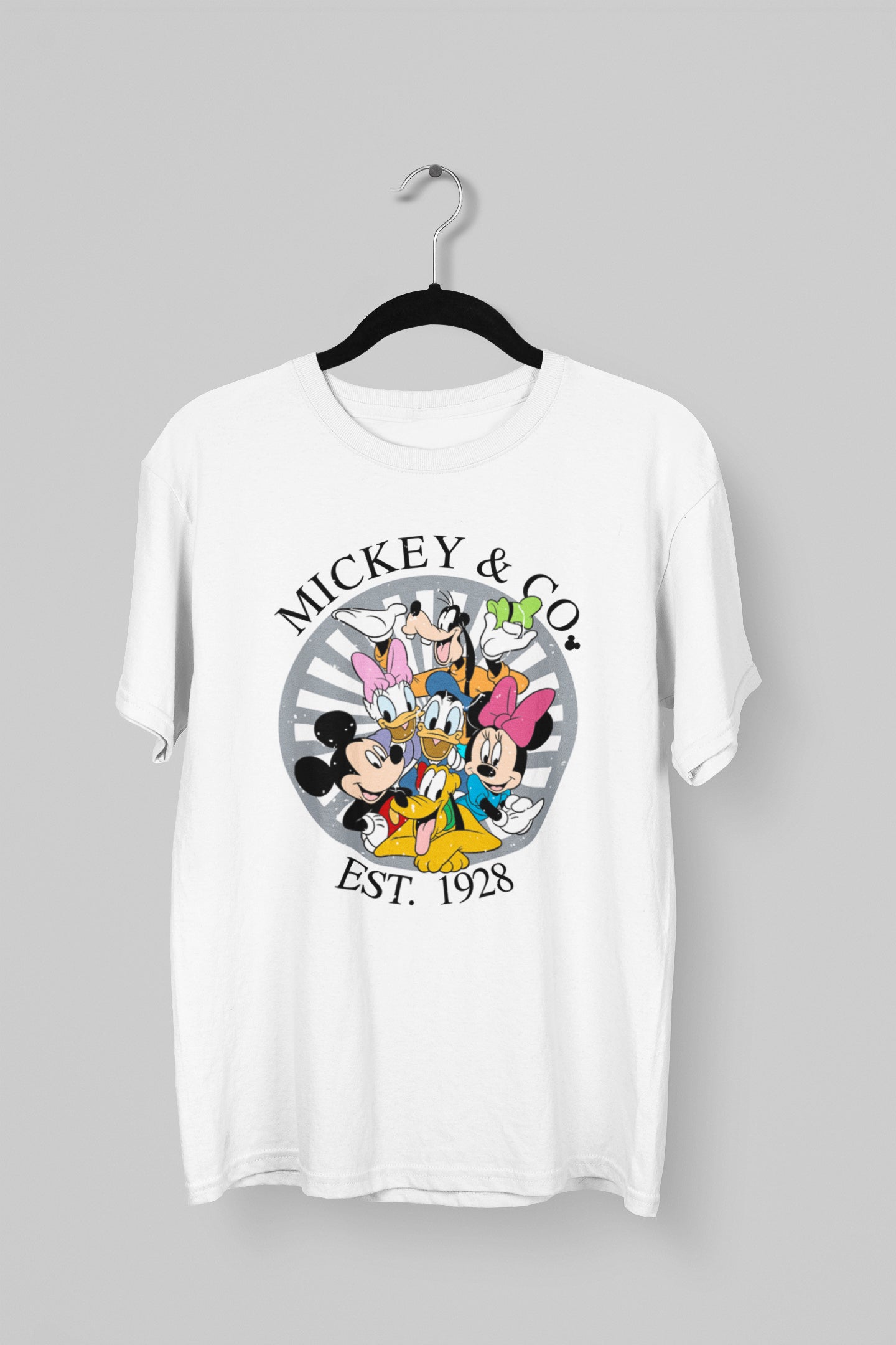 Vintage Mickey Mouse & Friends: Women White Slim-Fit Half Sleeved T-shirt