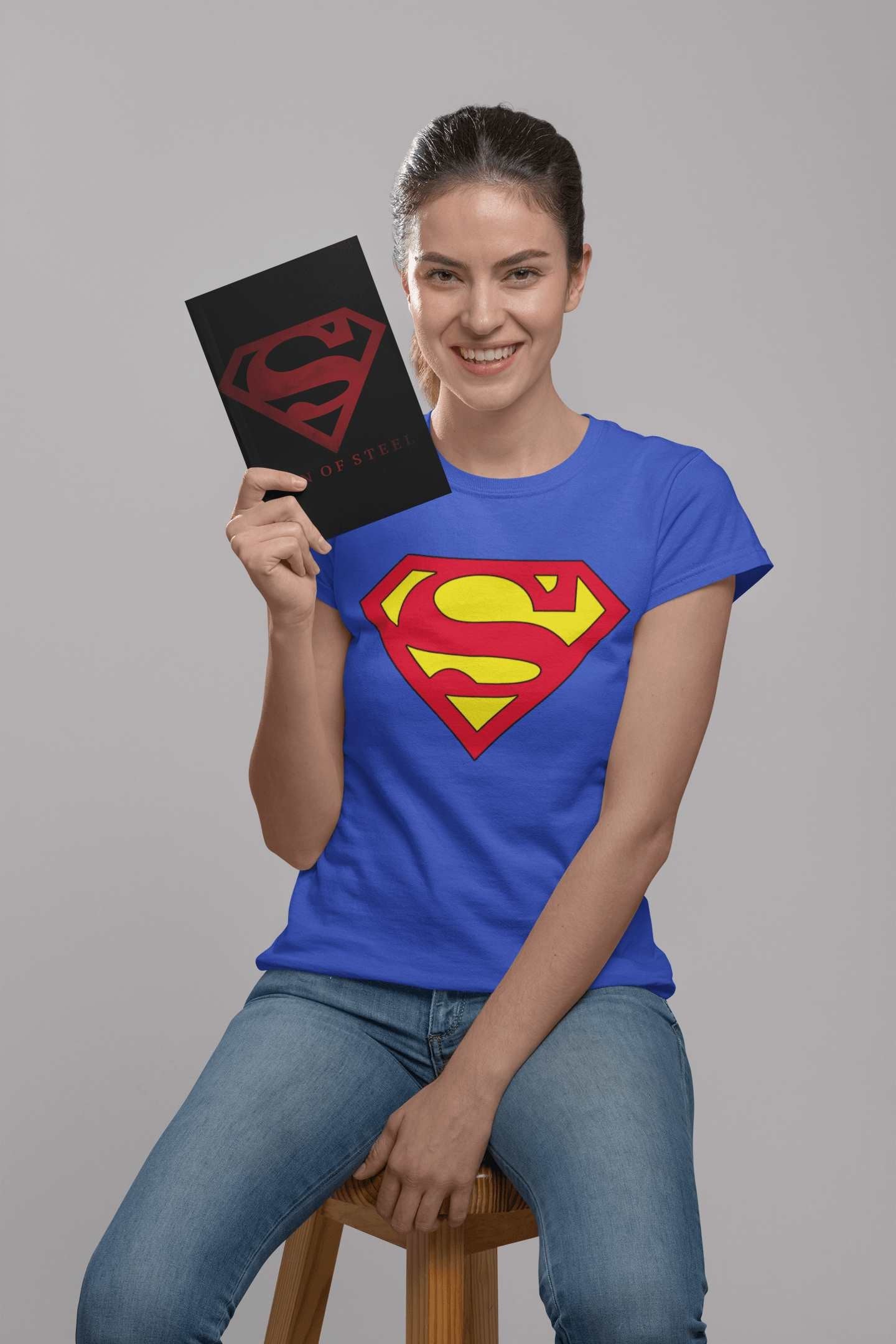 Superman: Women Blue Regular Fit Half Sleeved T-shirt