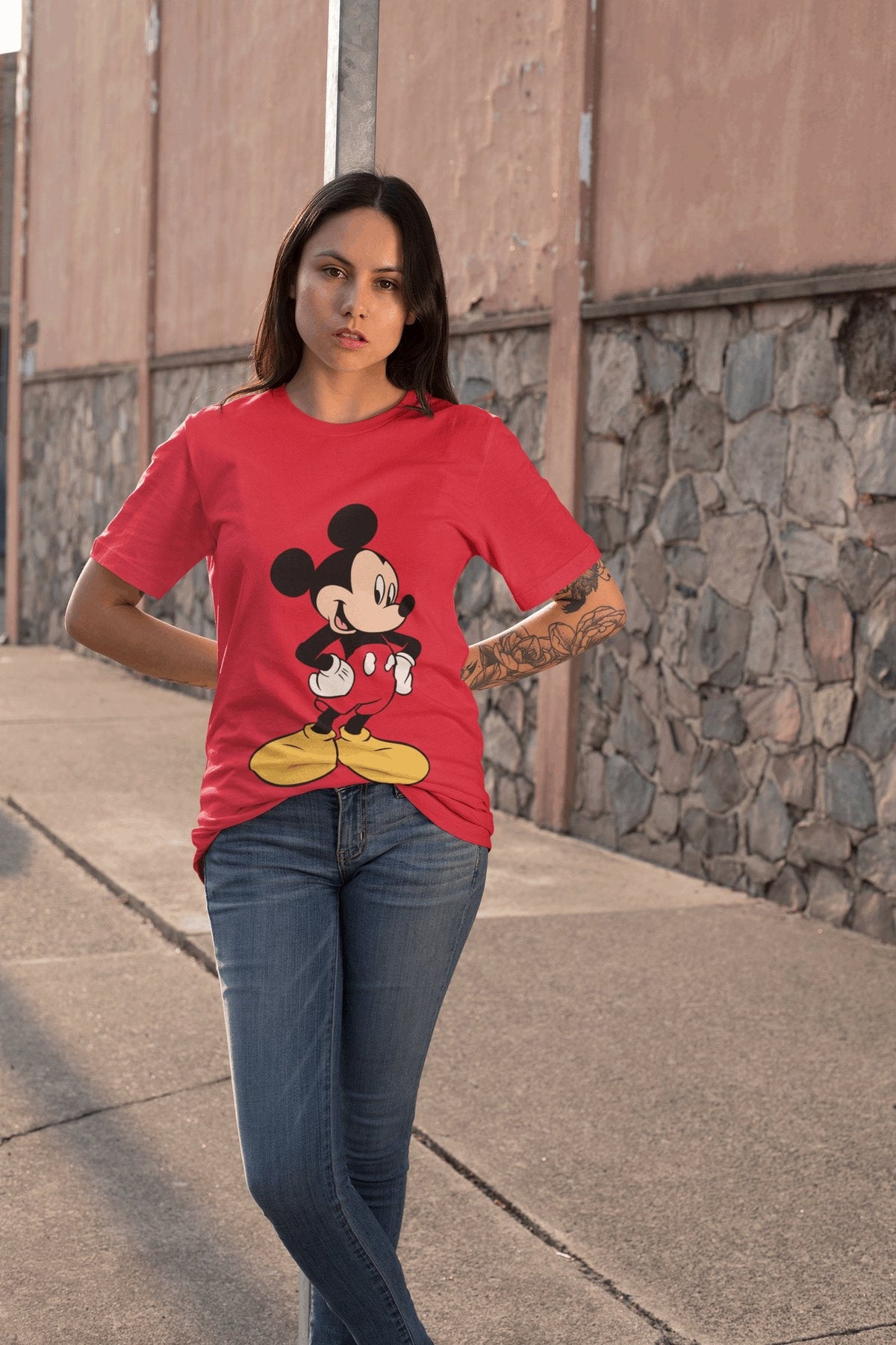 Women Red Regular Fit Half Sleeved T-shirt