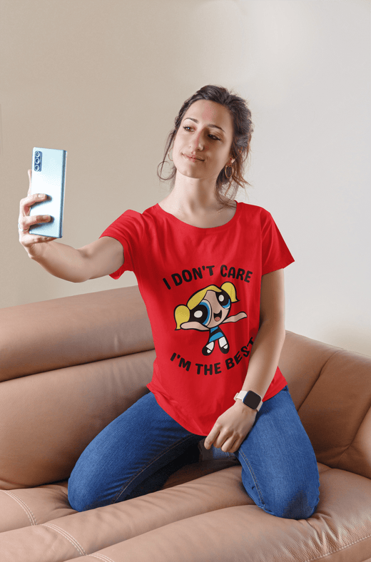 The Powerpuff Girls: I Don't Care - Women Regular Fit Half Sleeved T-shirt