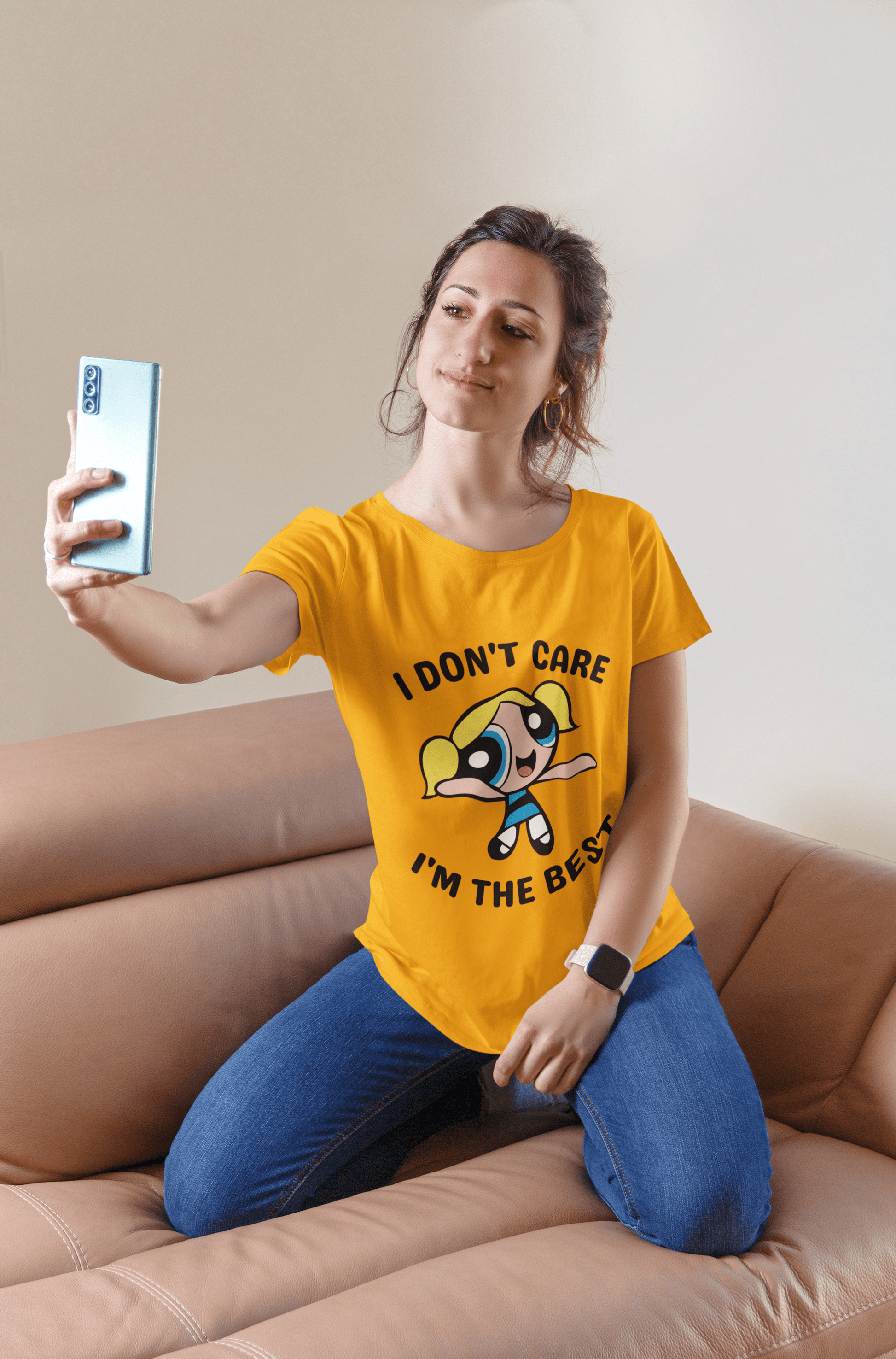The Powerpuff Girls: I Don't Care - Women Regular Fit Half Sleeved T-shirt