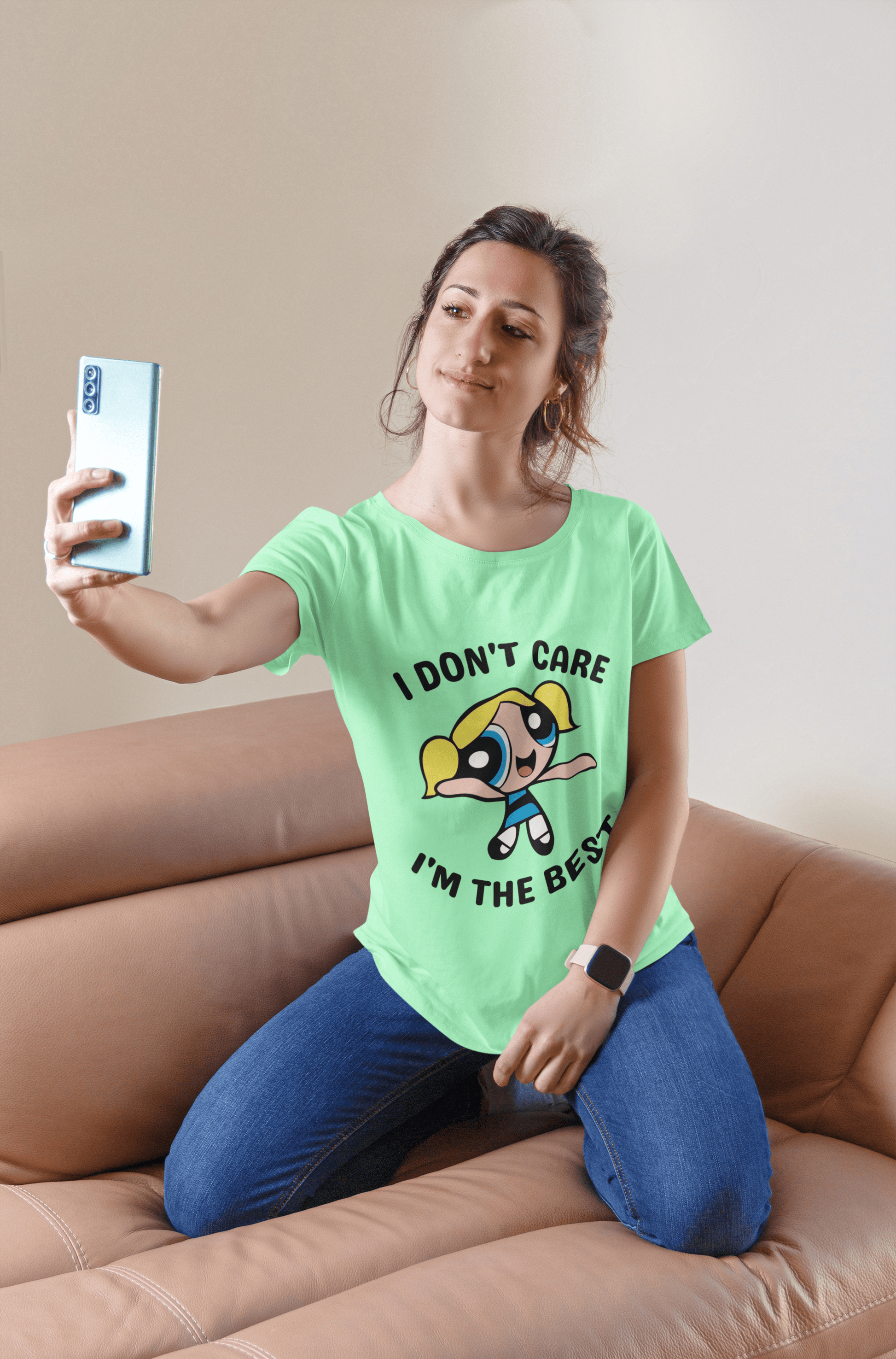 The Powerpuff Girls: I Don't Care - Women Regular Fit Half Sleeved T-shirt