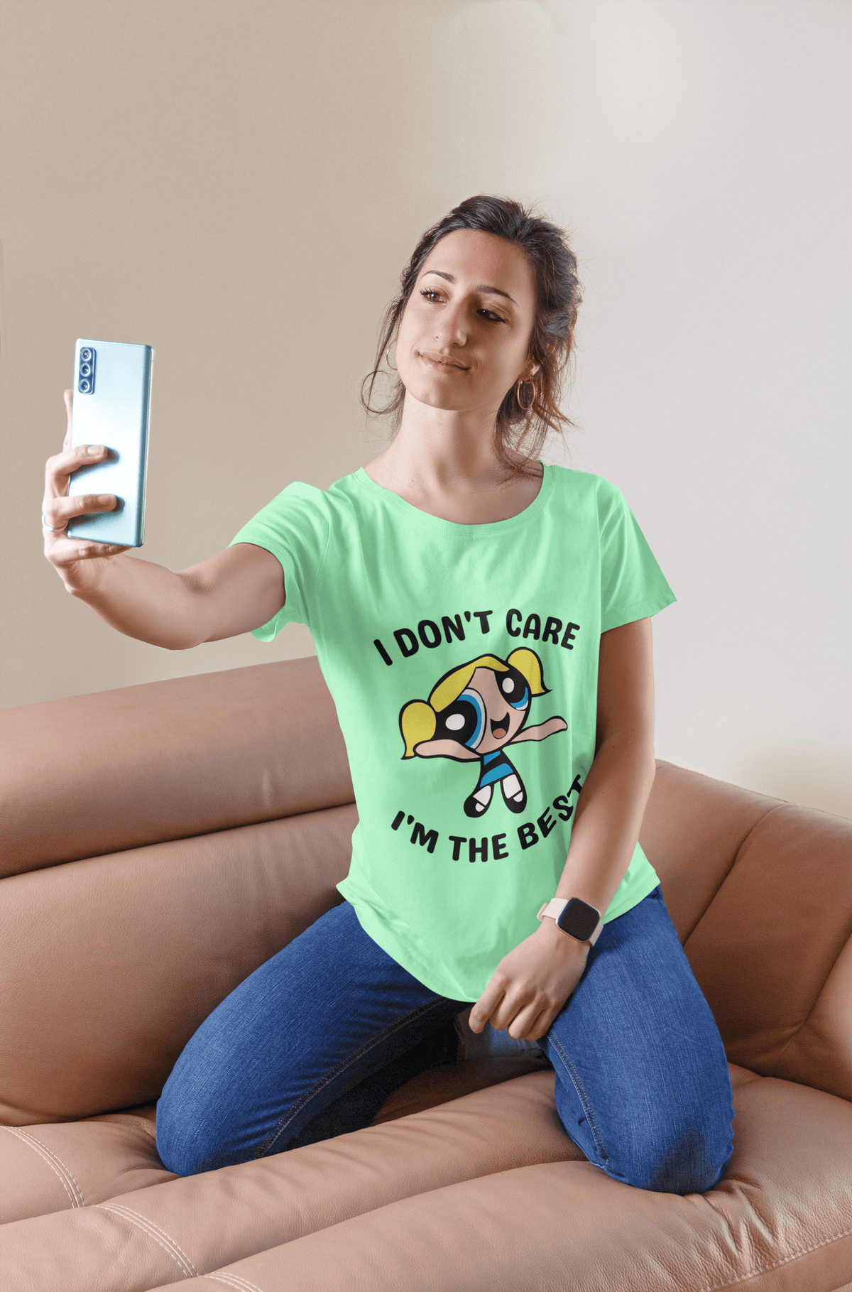 The Powerpuff Girls: I Don't Care - Women Regular Fit Half Sleeved T-shirt