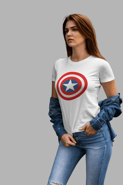 Captain America: Women  Regular Fit Half Sleeved T-shirt