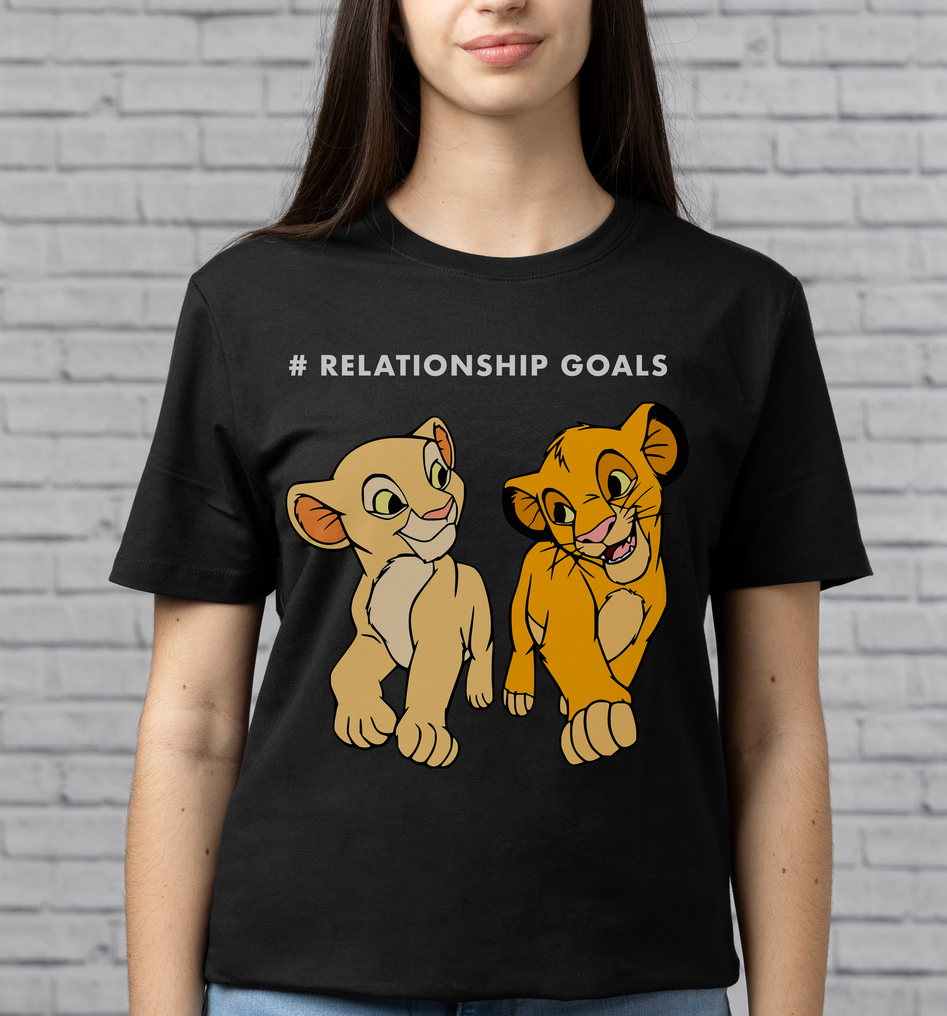 The Lion King: Women Black Regular Fit Half Sleeved T-shirt