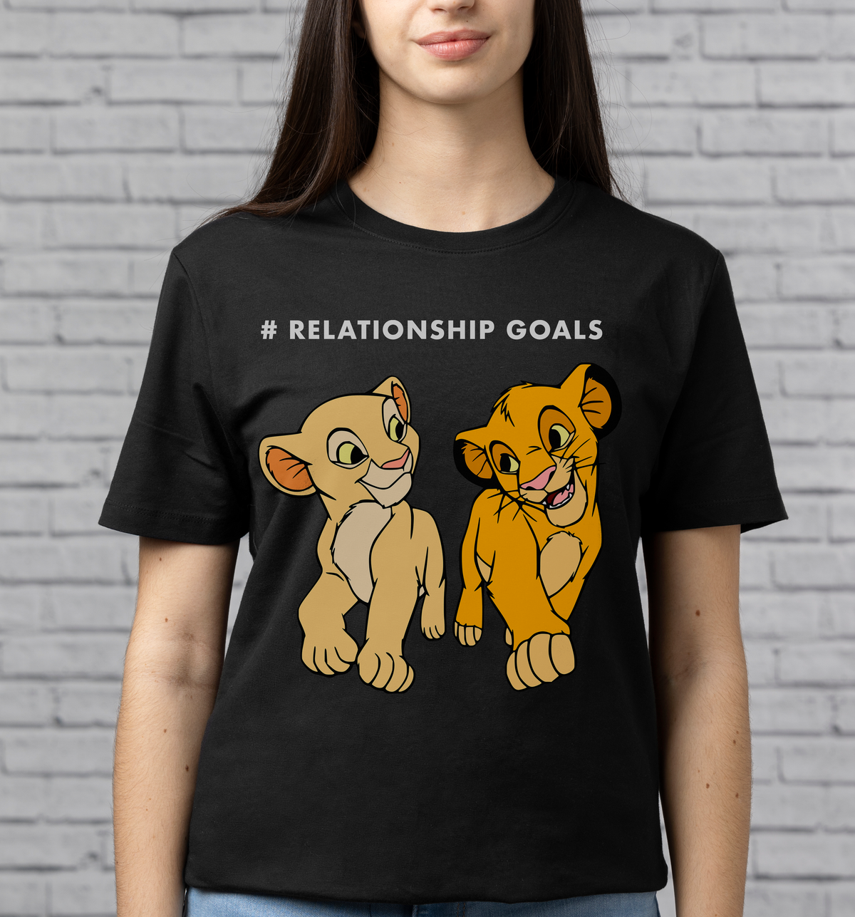 The Lion King: Women Black Regular Fit Half Sleeved T-shirt