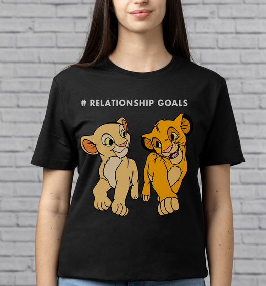 The Lion King: Women Black Regular Fit Half Sleeved T-shirt